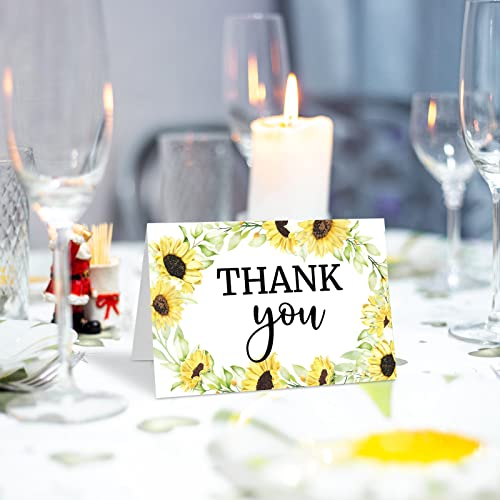 Fumete 50 Set Funeral Thank You Cards, Sunflower - style: Sunflower