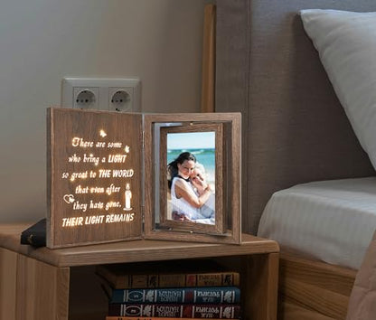 EYITUPC Lighted Wood Memorial Photo Frame: Sympathy, Their Light Remains - color: Their Light Remains