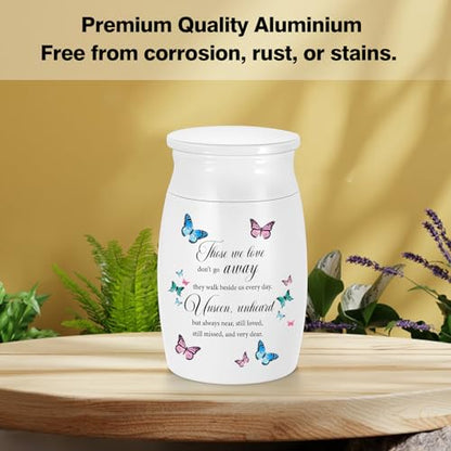 Small Urns for Human Ashes 3 Inches Mini Urn Aluminium Memorial Small Keepsake Urn Butterfly Mini Cremation Funeral Urn Ashes Holder