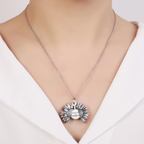 Sunflower Cremation Urn Jewelry For women - color: Silver