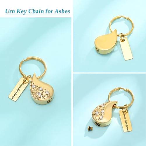 Hearbeingt Teardrop Urn Keychain for Ashes Tree of Life Cremation Jewelry - color: Customize Nameplate