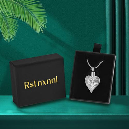 Love Heart Cremation Jewelry Urn Necklaces Butterfly Urn Necklaces for Ashes Memorial Keepsake Pendant for Women Men Gifts With Funnel Kit & Bag - color: Silver
