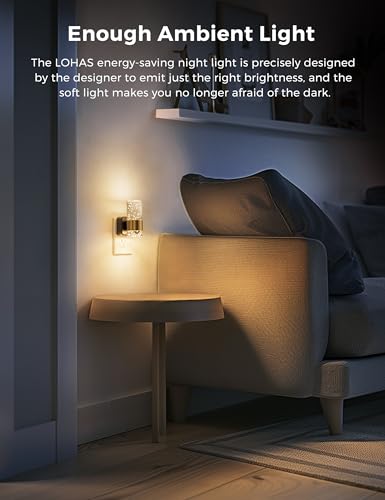 L LOHAS LED Night Lights Plug into wall, Soft Warm Night Light | Adjustable Brightness, Plug in Night Light, Auto Light Sensor, Wall Sconce-Style Design Nitelight, Bathroom, Hallway, 1 Pack - color: Gold Ring-3000K, size: 1 Pack