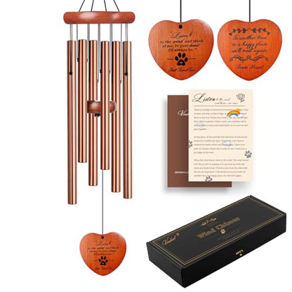 Dog Memorial Gifts, Pet Memorial Gift, 28" Golden Dog Memorial Wind Chime, Pet Loss Remembrance Passing Away Gift - color: G-heart-gold