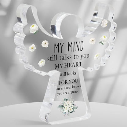 Remembrance Gifts, Condolence Gifts, Angel Acrylic Desk Sign, Grieving Gift with Sympathy, Condolence Sentimental Gifts, Memorial Bereavement Sympathy Gifts for Loss of Loved One - style: 030