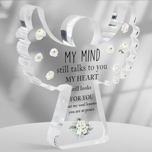 Remembrance Gifts, Condolence Gifts, Angel Acrylic Desk Sign, Grieving Gift with Sympathy, Condolence Sentimental Gifts, Memorial Bereavement Sympathy Gifts for Loss of Loved One - style: 030