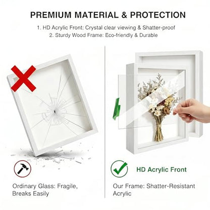 3 Pcs 8x10 Inch Shadow Box Frames Acrylic,Shadow Box Frame Display Cases,Cases for Pressed Flowers Keepsakes Tickets Photos (White) - color: White