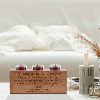 Personalized Memorial Candle Holder Bereavement Gift Ideas Memorial Sympathy Candles for Loss of Loved One Loss of Mother Husband Son Brother Wooden Funeral Remembrance Gifts 3 tealight Candle Holder - color: Candle Holder