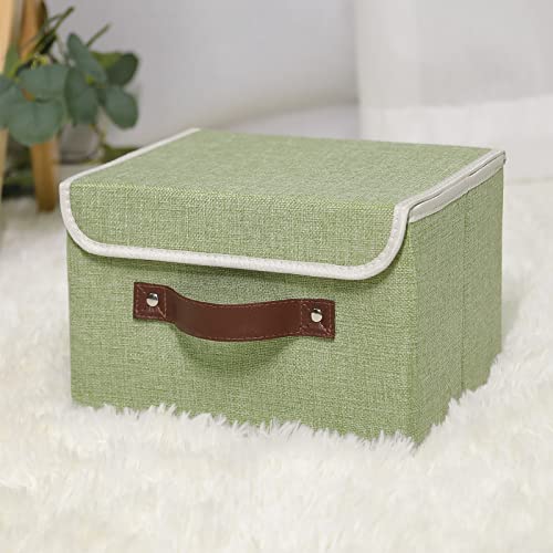 ANMINY Fabric Storage Box Bins with Lids, Green, 10"x8"x7" - color: Mint Green, size: Small (Pack of 1)