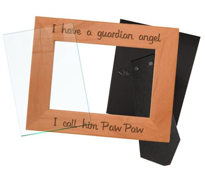ThisWear Bereavement Paw Paw Have Guardian Angel Wood Frame - Landscape 5x7 | Sentimental Photo Frame, Laser Engraved, Holds 5x7 Photo, Grandpa Remembrance Frame Paw Paw - size: 5x7 Photo - Landscape