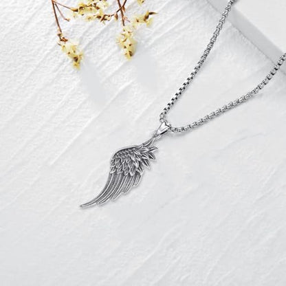Angel Wings Necklace 925 Sterling Silver Guardian Angel Nurse RN Caduceus Pendant Charm Crystal Angel Jewelry Gifts for Women - style: A-Angel Wing