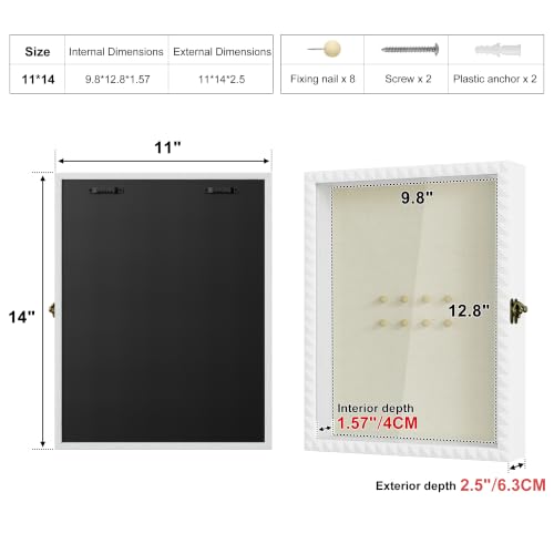 SZQINJI Shadow Box Frame 11x14 Deep Diamond Shape Display Cases Wood White - color: White, size: 11x14