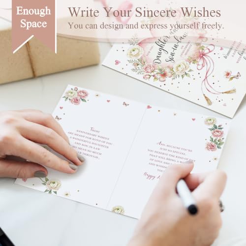 Heartfelt Anniversary Card for Daughter and Son in Law, Sweet Daughter and Son in Law Wedding Anniversary Card from Parents - color: Daughter and Son in Law Anniversary