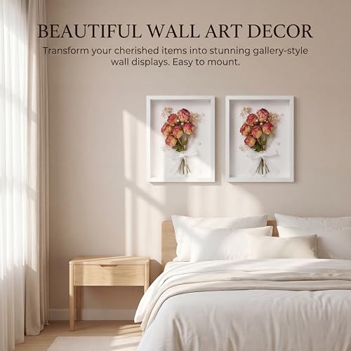 3 Pcs 8x10 Inch Shadow Box Frames Acrylic,Shadow Box Frame Display Cases,Cases for Pressed Flowers Keepsakes Tickets Photos (White) - color: White