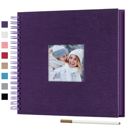 10 x 10 Inch DIY Scrapbook Photo Album with Window 80 Pages,Purple | Scrap Book with Craft Paper, Scrapbooking Albums, Memory Book for Weeding, Family, Travel, Baby Shower - color: Purple, size: 10 x 10 inch