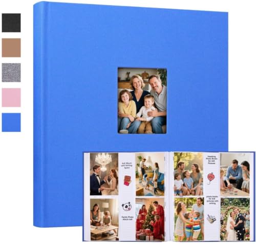 600 Pocket 4x6 Photo Album with Writing Space, Linen Cover, Blue - color: 600 Pockets Blue