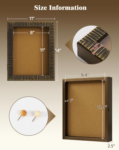 11x14 Shadow Box Frame Display Case for Wedding Bouquet Medals,Black Gold - color: Black Gold, size: 11x14