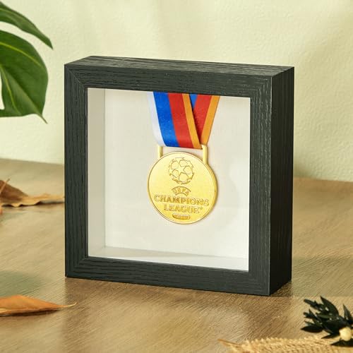 5x5 Smal Shadow Box Frame with Thickened Acrylic Panel & Pins - color: Black+foam Back+foam Packaging, size: 5x5