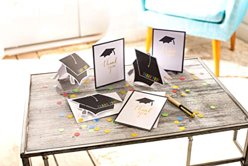 American Greetings 50-Count Graduation Thank You Note Cards, Mortar Board Gold Script Design - color: Black, Gold, White, size: 50
