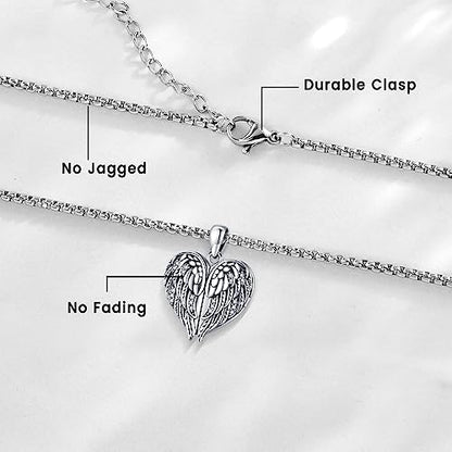 Angel Wings Necklace 925 Sterling Silver Guardian Angel Nurse RN Caduceus Pendant Charm Crystal Angel Jewelry Gifts for Women - style: F-Angel Wings Locket