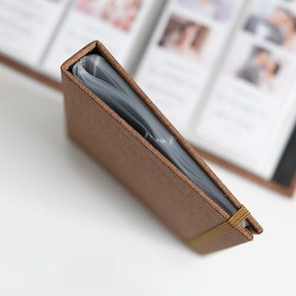 Hardcover Linen Photo Booth Photo Album - For Wedding or Party - Holds 80 Photobooth 2x6 Photo Strips - Slide In (UMBER BROWN, 2X6) - color: UMBER BROWN