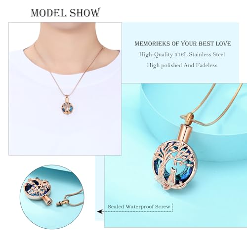 Hearbeingt Tree of Life Cremation Jewelry Paw Print Urn Necklace for Ashes - color: A-Customize