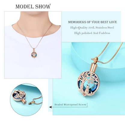Hearbeingt Tree of Life Cremation Jewelry Paw Print Urn Necklace for Ashes - color: A-Customize