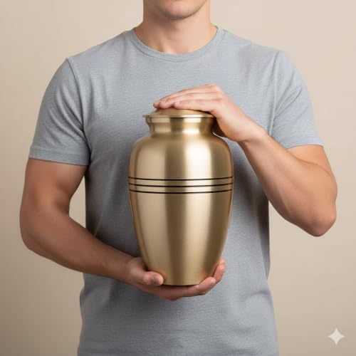 Dignity Gold Large Cremation Urn | Unique Brushed Gold Finish | Large - color: Gold, size: Large