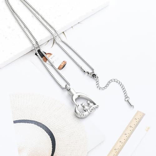 XSMZB Heart Paw Pet Cremation Jewelry for Ashes Cute Cat Memorial Urn Necklace for Women Men Pendant Ashes Holder Keepsake Jewelry - color: Silver