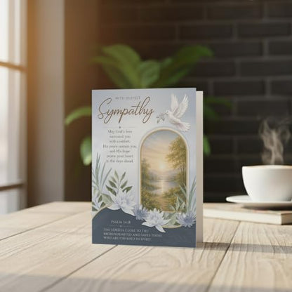 Religious Sympathy Card with Christian Faith and Bible Printed Verse Premium A5 Size UK Made