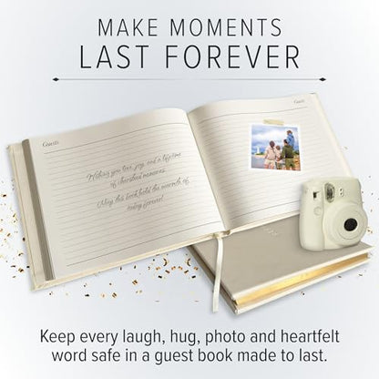 Gallery Leather Guest Book - Great for Wedding, Reception, Baby and Bridal - color: Freeport Ivory