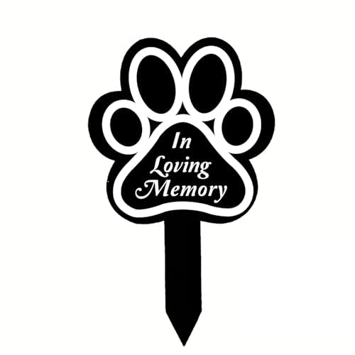 ARFUKA Pet Grave Markers Dog & Cat Paw Print Memorial Plaques Outdoor Cemetery Decorations Sympathy Remembrance Gifts for Loss of Pet