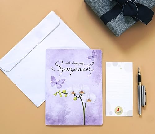 CUTPOPUP Sympathy Pop Up Card, 3D Orchid Flower Condolence Card, With Deepest Sympathy Bereavement Card for Loss of Loved One, Mom, Dad, Pet SD293US - color: Sympathy Orchid-6x8in