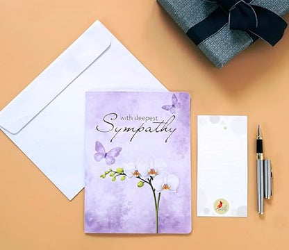 CUTPOPUP Sympathy Pop Up Card, 3D Orchid Flower Condolence Card, With Deepest Sympathy Bereavement Card for Loss of Loved One, Mom, Dad, Pet SD293US - color: Sympathy Orchid-6x8in