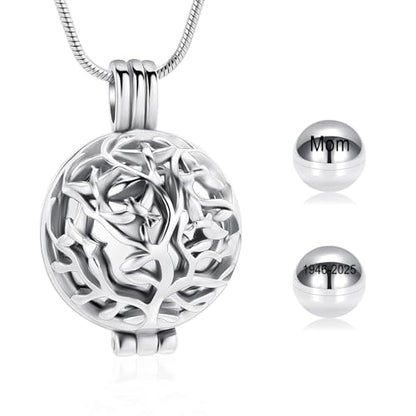 Cremation Jewelry Urn Necklace for Ashes with Hollow Mini Ball Keepsake Urn Pendant Memorial Jewelry for Ashes - color: Customize-1