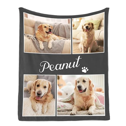 Ship Next Day, Personalized Pet Memorial Gifts, Custom Dog Blanket with Pictures Name, Customized Pet Memorial Photo Blanket, Loss of Pet Sympathy Gift, Dog Passing Away Bereavement Gifts - color: Dog Blanket 2