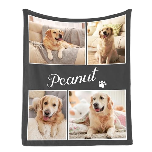 Ship Next Day, Personalized Pet Memorial Gifts, Custom Dog Blanket with Pictures Name, Customized Pet Memorial Photo Blanket, Loss of Pet Sympathy Gift, Dog Passing Away Bereavement Gifts - color: Dog Blanket 2