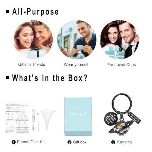 Imrsanl Saturn Urn Necklace Cremation Jewelry for Women Men - color: Keychain-Black