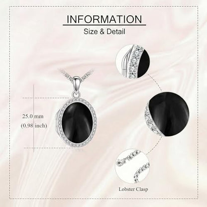 ONEFINITY Locket Necklace Photo Necklace Memorial Jewelry Gifts for Women Mom Wife - color: Black Onyx
