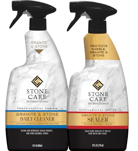 Stone Care International Daily Cleaner/Polish & Sealer Stone Care Kit for Granite, Quartz, Quartzite, Limestone Countertops - No residue, Superior Protection