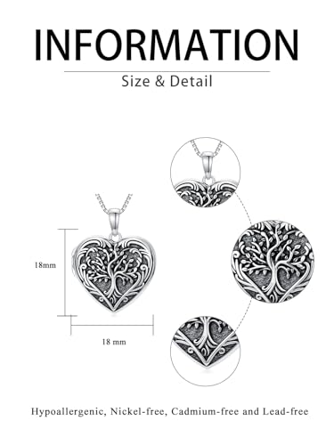 Poiuy Heart Locket Necklace for Women Photo Locket Necklace Gifts For Women | That Holds Pictures Locket Jewelry Anniversary Birthday Christmas Memento Gifts for Mom Daughter Women Girlfriend Sister - style: 04-tree of life