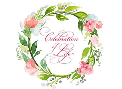 Celebration of Life: Floral Wreath Funeral Sign In Guest Book