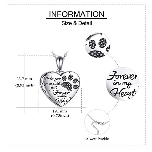 YFN Locket Necklace 925 Sterling Silver Heart Locket Necklace that Holds Pictures for Women Jewelry Gifts - style: heart pet locket