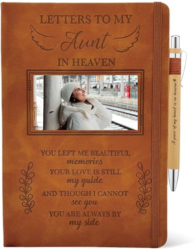Aunt Grieving Gift, Sympathy Condolence Remembrance Memorial Gifts | Letters To My Aunt In Heaven Faux Leather Journal with Window Cover 200 Pages A5 Lined for Family Friends Who Loss of Aunt - style: Aunt