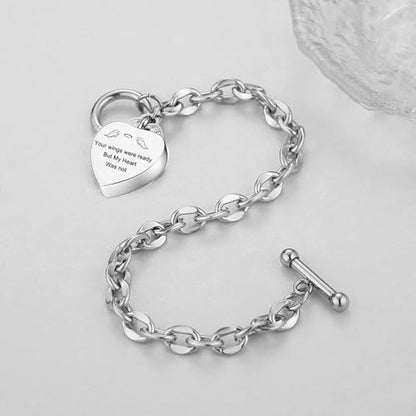 Heart Urn Bracelet for Ashes Women Men Memorial Pendant Locket Cremation Bracelet Ashes Holder Adjustable Keepsake Bangle Ash Jewelry