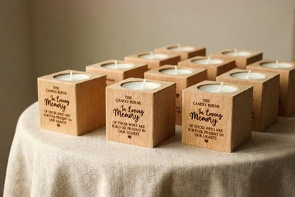 10 Pcs Wooden Memorial Candle Holder – in Loving Memory Gift, Sympathy Gift for Loss of a Loved One, Remembrance and Bereavement Gift, Celebration of Life Decor (Forever)