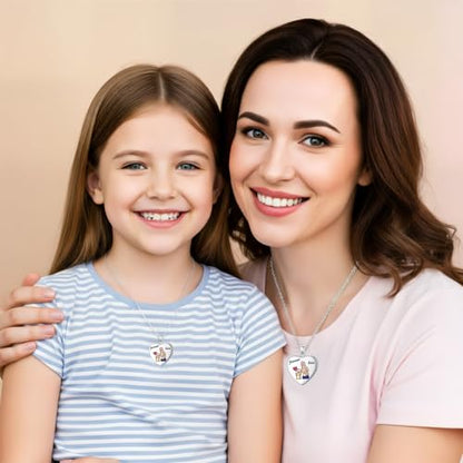 DAOCHONG Heart Locket Necklace Photo Memory Jewelry for Women | Sterling Silver Cremation Pendant | Holds 2 Photos | Keepsake for Women Mom Grandma Daughter | Memorial for Loved Ones & Pets - style: Mother and Daughter Photo Locket