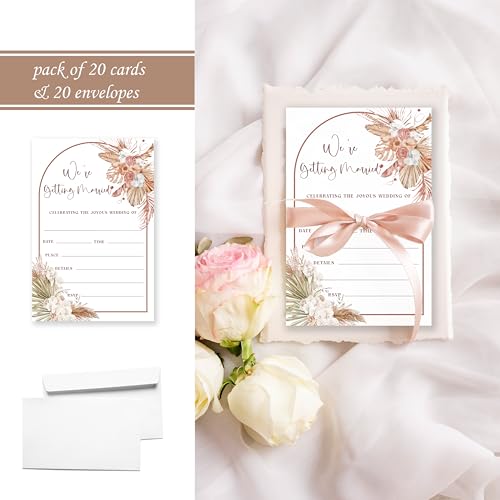 Floral Wedding Invitations, Boho Wedding Stationery for Celebration | Boho floral wedding invitations with botanical artwork and soft neutral tones for elegant wedding celebrations.