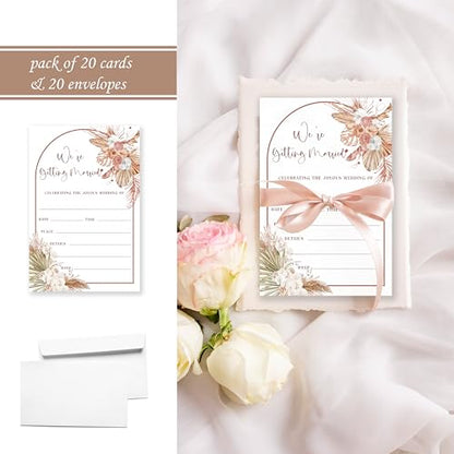 Floral Wedding Invitations, Boho Wedding Stationery for Celebration | Boho floral wedding invitations with botanical artwork and soft neutral tones for elegant wedding celebrations.