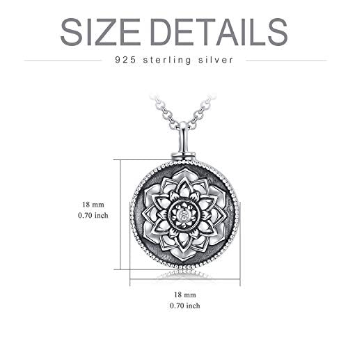SOULMEET Cremation Jewelry for Ashes, Sterling Silver Urn Necklace for Ashes Women Men, Cherish Memories Cremation Jewelry to Keep Someone Near to You - color: C-Oxidation black Lotus